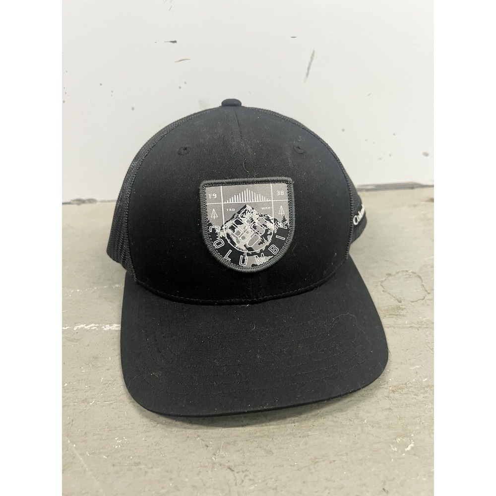 Columbia Hat‎ Cap Snap Back Black Gray Patch Outdoors Hiking Trucker Mens